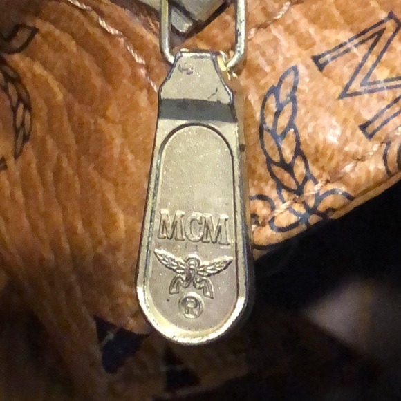 MCM Cognac Vicetos Top Zipper Shoulder Briefcase Work Bag Authentic EUC - Picture 12 of 17